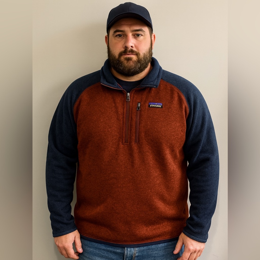 Patagonia  better sweater Two-Tone Fleece in Rust and Navy pull over